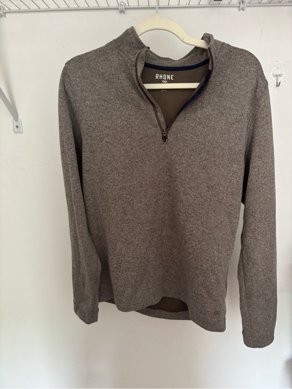 RHONE Men’s Heather Brown Half-Zip Sweater